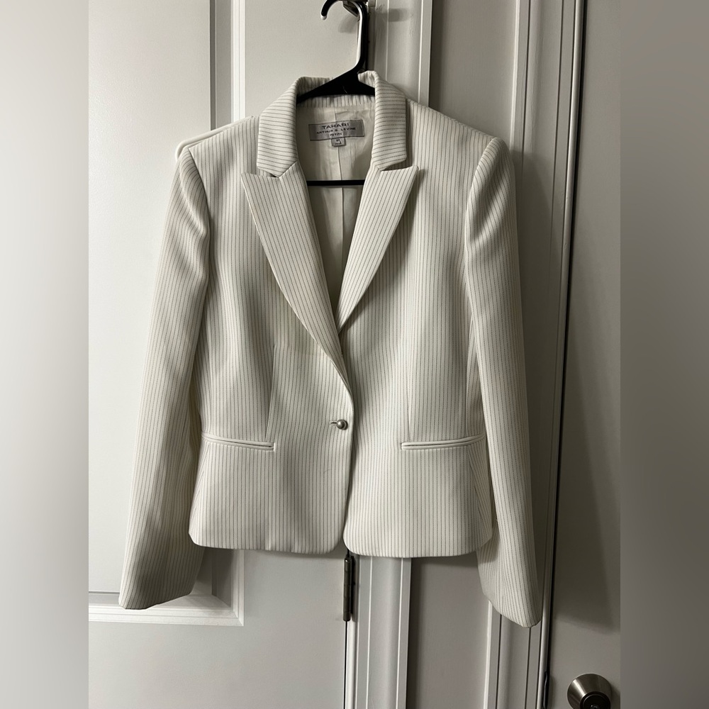 Tahari Pinstripe Blazer & Skirt Suit Set